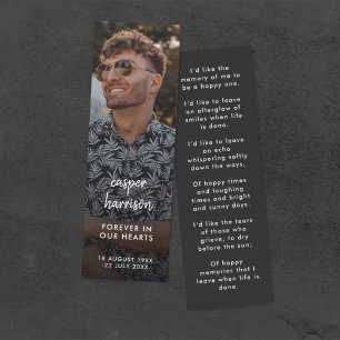 Modern Memorial Funeral Poem Mini Bladwijzer Kaart Visitekaartje