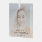 Modern Memorial Keepomwille Sympathie Foto Glas Ornament (Voorkant links)