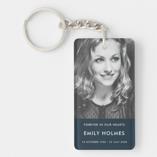 Modern Memorial | Navy Blue Funeral Foto Sleutelhanger (Voorkant)