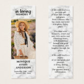 Modern Memorial Poem Marble Funeral Bladwijzer Mini Visitekaartjes (Voorkant /achterkant)