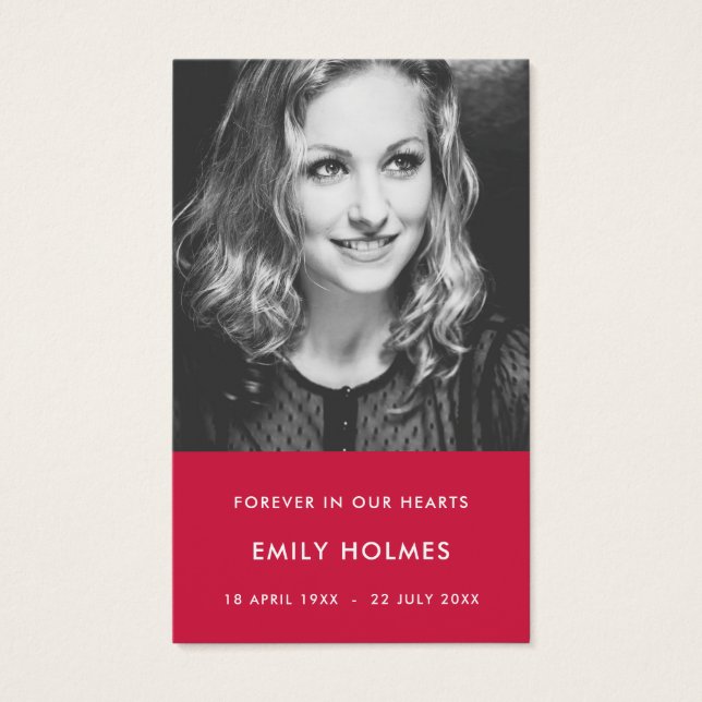 Modern Memorial | Roze Funeral Poem of Prayer Kaar Visitekaartje (Voorkant)