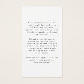 Modern Memorial Sympathy Funeral Photo Prayer Card (Dos)