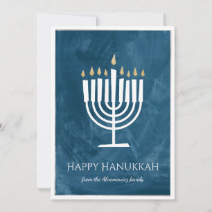 Modern Menorah Hanukkah Card with Photo Backer Feestdagenkaart