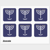 Modern Menorah White Navy Gold Graphic Vierkante Sticker (Vel)