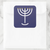 Modern Menorah White Navy Gold Graphic Vierkante Sticker (Tas)