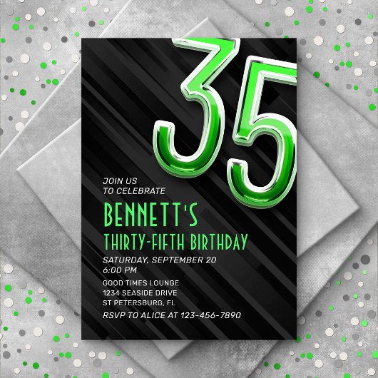 Modern Mens 35e anniversaire Invitation