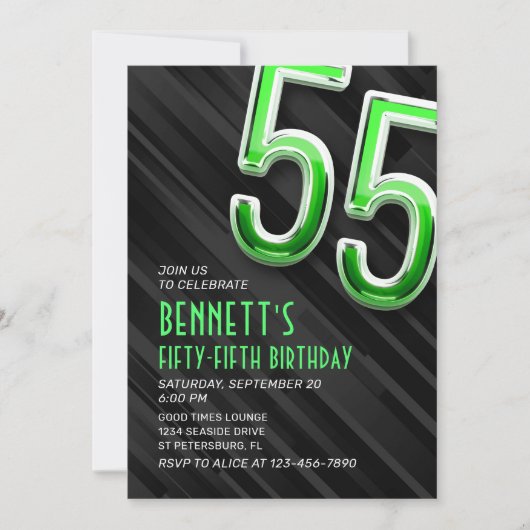Modern Mens 55e anniversaire Invitation (Devant)