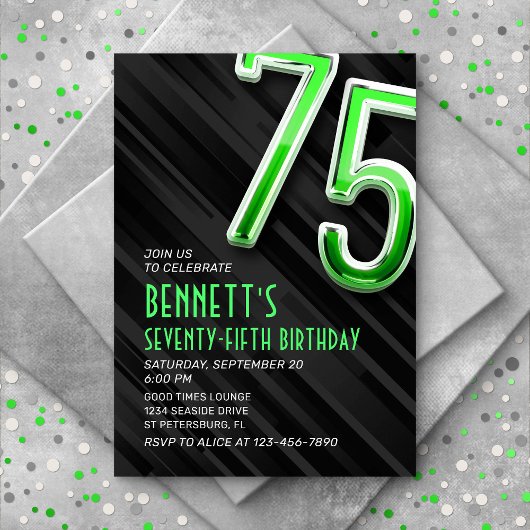 Modern Mens 75e anniversaire Invitation