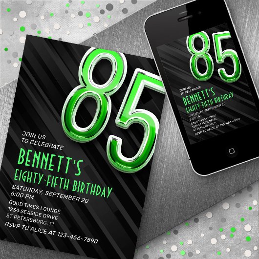 Modern Mens 85e anniversaire Invitation