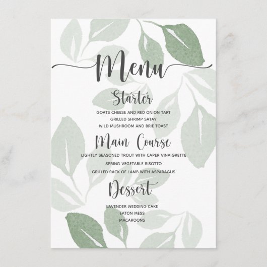 Modern menu voor groene Waterverf-olieverbinding (Voorkant)