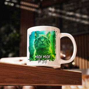 Modern Meow Frame – Persoonlijke kattennaam foto Koffiemok