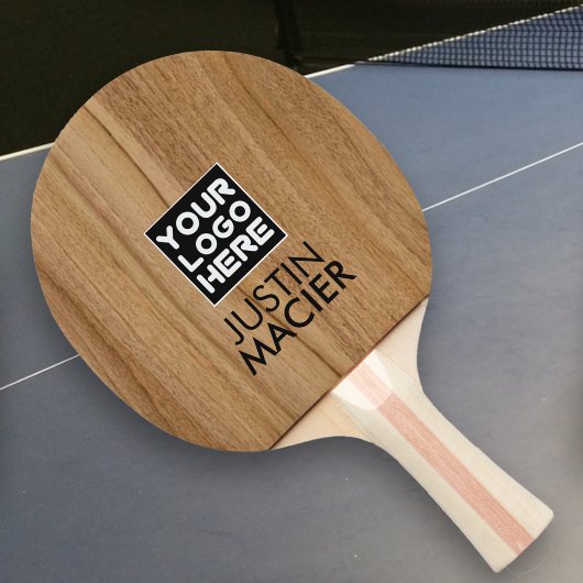 Modern merk Logo Rustic Wood Aangepaste naam Tafeltennisbatje