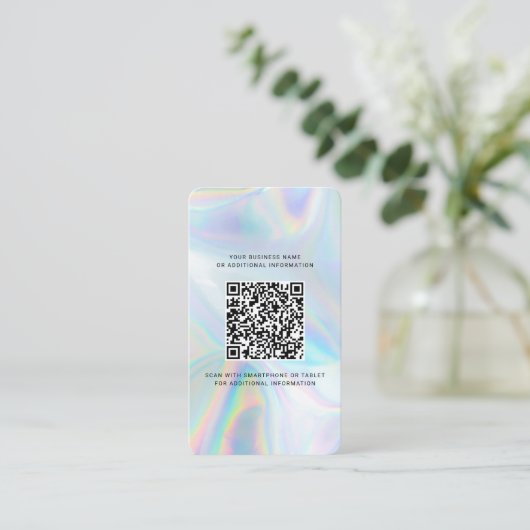Modern merk QR Code Holographic Custom Visitekaartje (Staand voorkant)