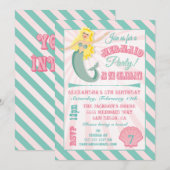 Modern Mermaid Birthday Party Invitation Kaart (Voorkant / Achterkant)