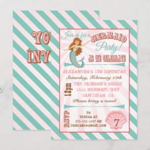 Modern Mermaid Birthday Party Invitation Kaart