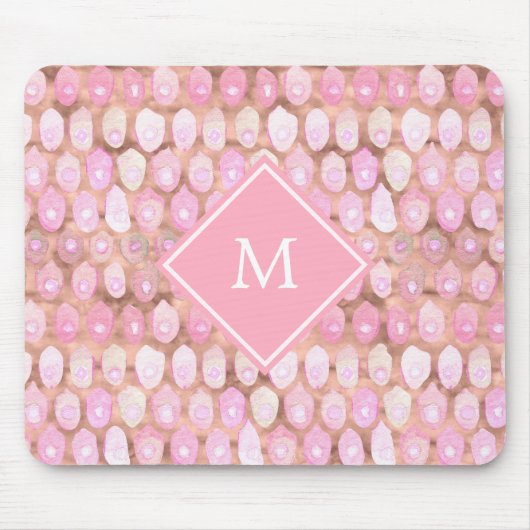Modern Mermaid | Glam Roze met monogram Muismat (Voorkant)