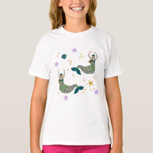 Modern Mermaid Siren Theme Illustratie Afdrukken T-shirt