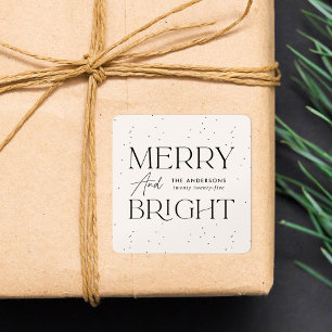 Modern Merry and Bright Cream Holiday Vierkante Sticker