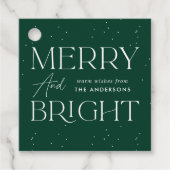 Modern Merry and Bright Green Holiday Bedankjes Labels (Voorkant)