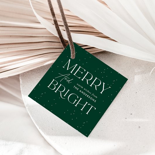 Modern Merry and Bright Green Holiday Bedankjes Labels