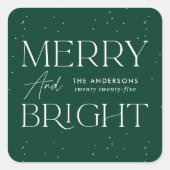 Modern Merry and Bright Green Holiday Vierkante Sticker (Voorkant)