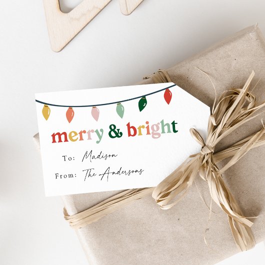 Modern Merry and Bright Holiday Cadeaulabel