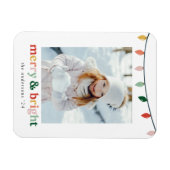Modern Merry and Bright Holiday Foto Magneet (Horizontaal)