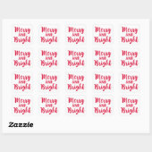 Modern Merry and Bright Red Pensed Script Holiday Vierkante Sticker (Vel)