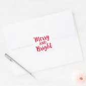 Modern Merry and Bright Red Pensed Script Holiday Vierkante Sticker (Envelop)