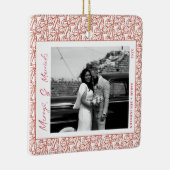 Modern Merry and Married Newlywed Bow Christmas Keramisch Ornament (Rechts)