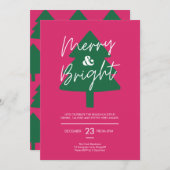 Modern Merry & Bright Christmas Party Kaart (Voorkant / Achterkant)