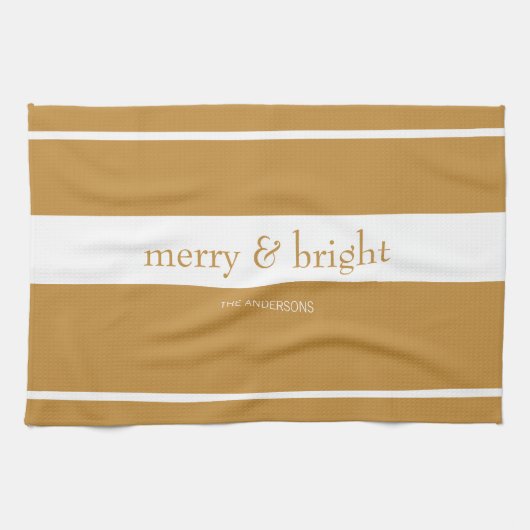Modern Merry & Bright Holiday Gold Theedoek (Horizontaal)