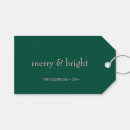 Modern Merry & Bright Kerstfeestdag Groen Roze Cadeaulabel