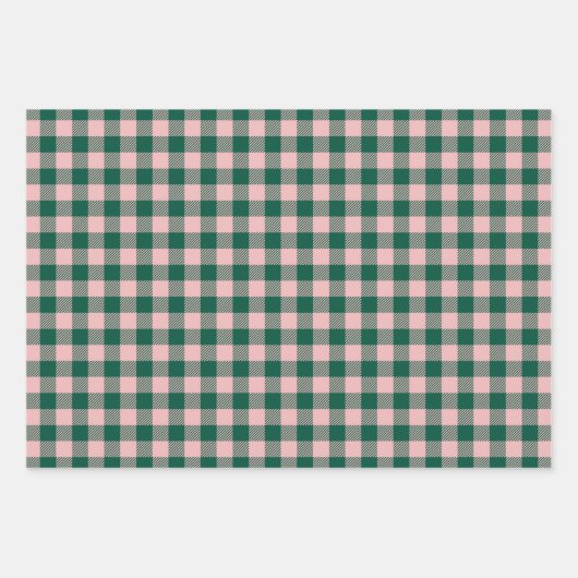 Modern Merry & Bright Kerstfeestdag Groen Roze Inpakpapier Vel (Voorkant 3)