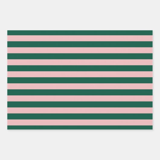 Modern Merry & Bright Kerstfeestdag Groen Roze Inpakpapier Vel (Voorkant)