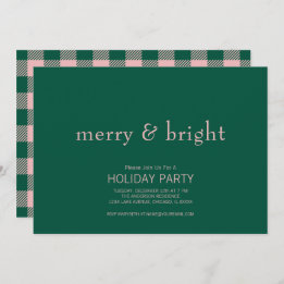 Modern Merry & Bright Kerstgroen & Roze Kaart