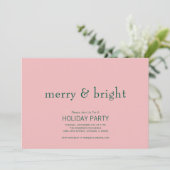 Modern Merry & Bright Kerstgroen & Roze Kaart (Staand voorkant)