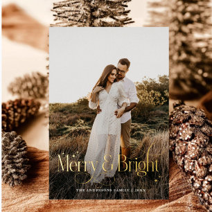 Modern Merry & Bright Photo plaid Tartan Folie Feestdagenkaart