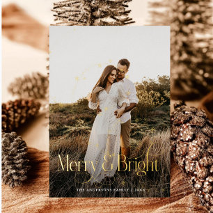 Modern Merry & Bright Photo plaid Tartan Folie Feestdagenkaart