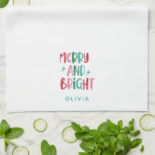 Modern Merry & Bright Retro Kleurrijke Kerst Ki Theedoek (Gevouwen)