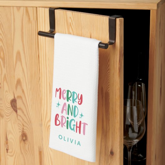 Modern Merry & Bright Retro Kleurrijke Kerst Ki Theedoek (Derde Gevouwen)