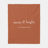 Modern Merry & Bright Terracotta Kerstfeestdag Fleece Deken (Voorkant)