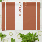 Modern Merry & Bright Terracotta Kerstfeestdag Theedoek (Gevouwen)