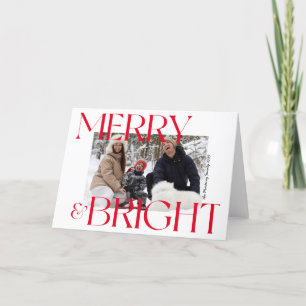 Modern Merry & Bright Typography Feestdagen Kaart