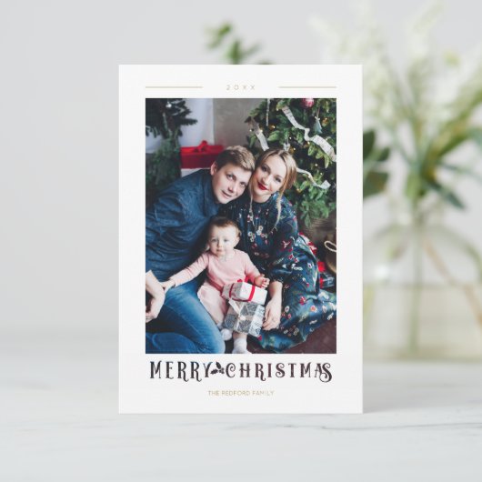 Modern Merry Christmas Calligraphy Custom Photo (Staand voorkant)