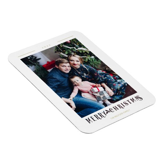 Modern Merry Christmas Calligraphy Custom Photo Magneet (Rechterzijde)