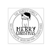Modern Merry Christmas Cat retouradres Rubberstempel (Afrduk)