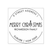 MODERN MERRY CHRISTMAS DOODLE VAKANTIEADRES 	RUBBERSTEMPEL (Afrduk)