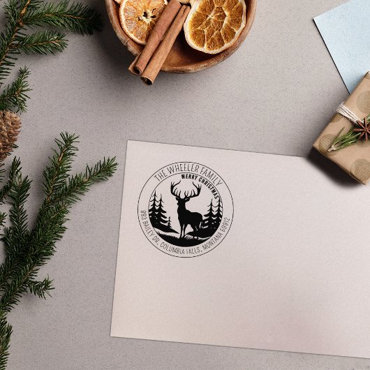 Modern Merry Christmas Elk retouradres Rubberstempel