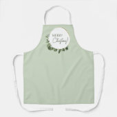 Modern Merry Christmas eucalyptus krans groen Schort (Voorkant)